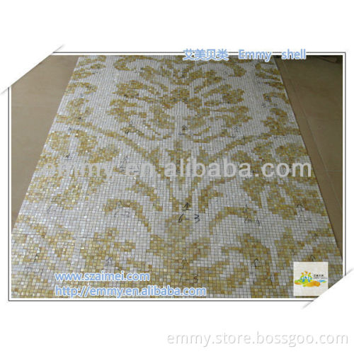 Mother of pearl shell mosaic art paiting wall tile white shell mosaic and yellow MOP